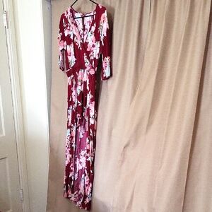 Floral Split Maxi Romper Dress